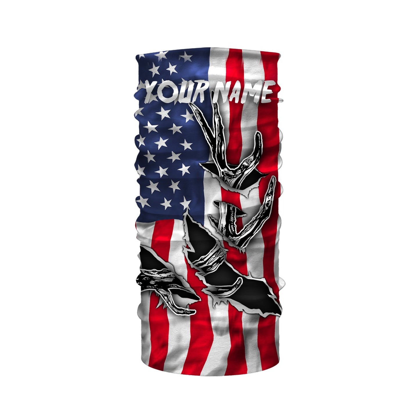 American Flag Deer Hunting Antler 3D Patriotic Custom Name All Over Printed Shirts - Personalized Deer Hunting, Shed Hunting Gift FSD2593