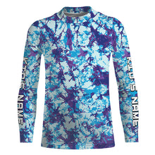 Load image into Gallery viewer, Violet and blue Tie Dye Custom printed Shirt, Blue performance UV protection Fishing shirt FSD3363