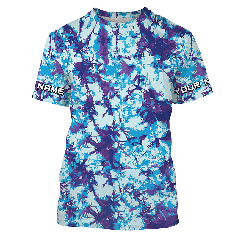 Violet and blue Tie Dye Custom printed Shirt, Blue performance UV protection Fishing shirt FSD3363