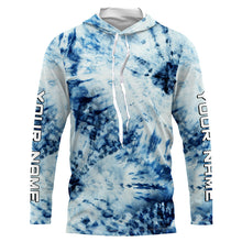 Load image into Gallery viewer, Custom Blue and white Tie Dye printed Shirt, Performance long sleeve UV protection Fishing shirt FSD3365