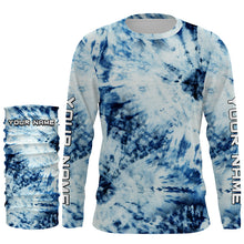 Load image into Gallery viewer, Custom Blue and white Tie Dye printed Shirt, Performance long sleeve UV protection Fishing shirt FSD3365