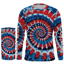 Load image into Gallery viewer, Spiral American flag Tie Dye Custom Shirt, Performance long sleeve UV protection Fishing shirt FSD3366