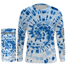 Load image into Gallery viewer, Custom blue Tie Dye long sleeve Shirts, Performance UV protection Fishing shirt FSD3368