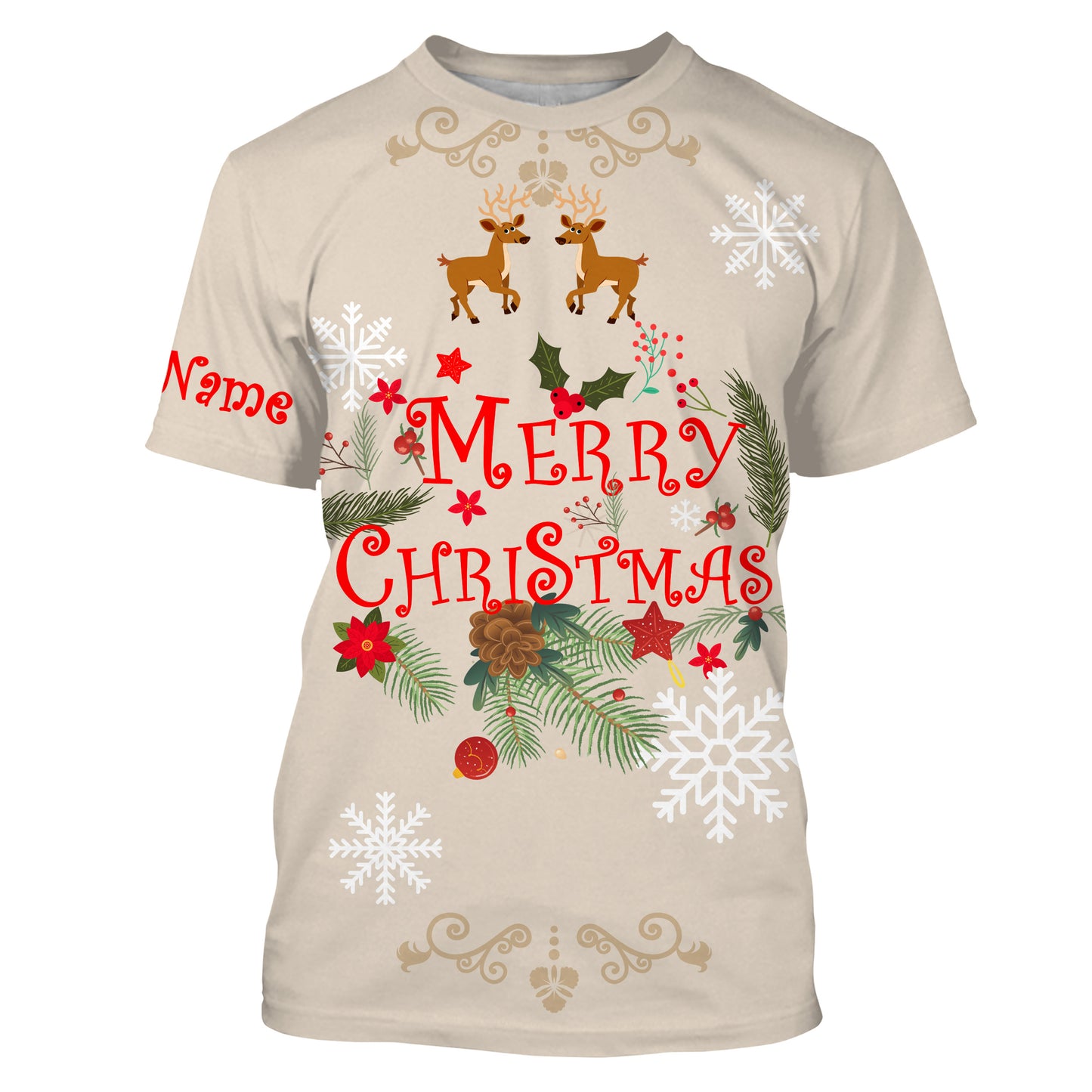 Merry Christmas custom name 3D All over print Sweatshirt, T-shirt, Long sleeves, Hoodie - Christmas gift shirt FSD586