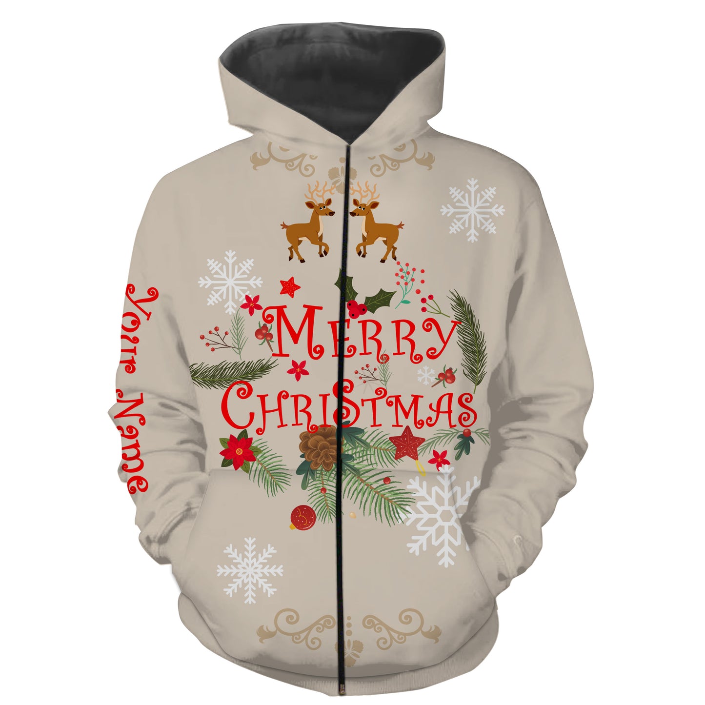 Merry Christmas custom name 3D All over print Sweatshirt, T-shirt, Long sleeves, Hoodie - Christmas gift shirt FSD586