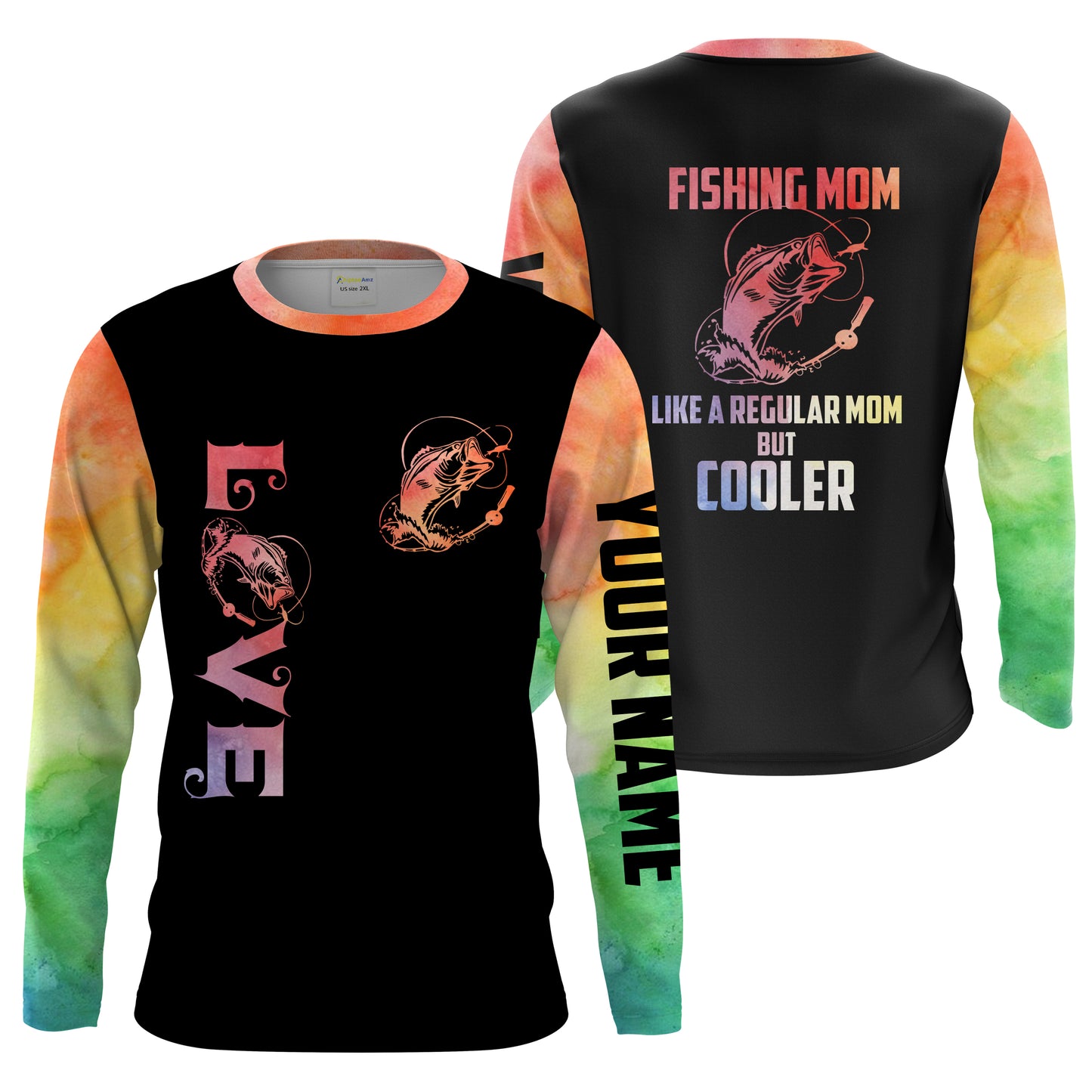 Bass Fishing Mom "Like A Regular Mom But Cooler" Shirt Funny Mother Gift Idea custom name T-Shirt, Long sleeve UPF30+ FSD1728