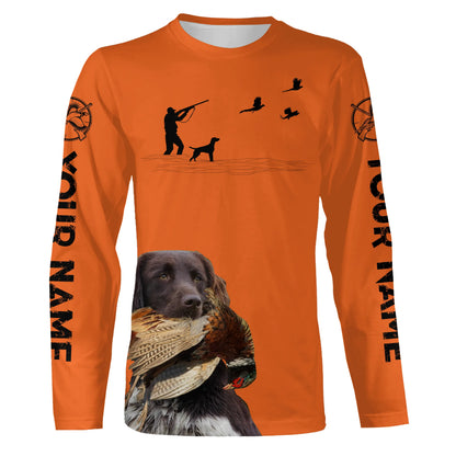 Small Munsterlander Dog Pheasant Hunting Custom name Orange Shirts for Upland hunters FSD3957