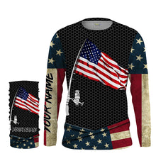 Load image into Gallery viewer, Fishing shirt American flag fishing rod Custom Name Sun protection Shirt Personalized fishing gifts ideas FSD1798