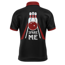 Load image into Gallery viewer, Red &amp; Black Polo Bowling Shirt for Men, Custom Name Bowling Jersey, Spare Me Bowlers Shirt NBP133