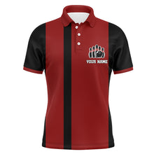 Load image into Gallery viewer, Red &amp; Black Polo Bowling Shirt for Men, Custom Name Bowling Jersey, Spare Me Bowlers Shirt NBP133