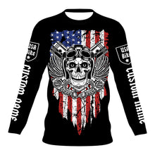 Load image into Gallery viewer, USA Bike Personalized Riding Jersey American Flag Skull Biker Shirt Patriotic Off-road Motorcycle NMS480