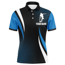 Load image into Gallery viewer, Funny Bowling Shirt for Men, Custom Name Strike Blue Polo Bowling Shirt, Men&#39;s Bowling Jersey NBP155