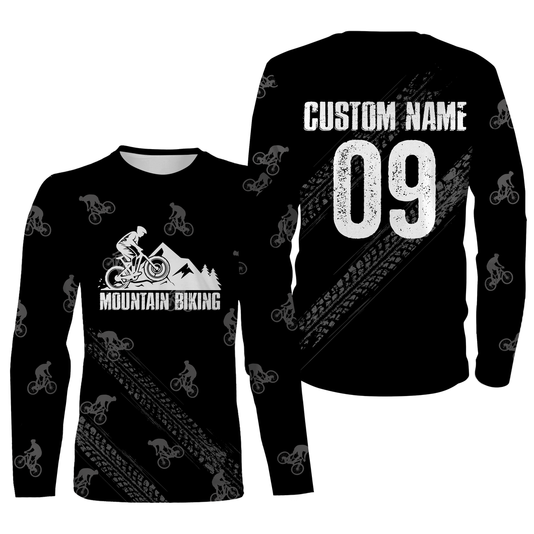 Mountain Biking Jersey Long Sleeve Hoodie, Custom MTB Shirt Cycling Biking Shirt for Cyclist Bike Rider JTS423