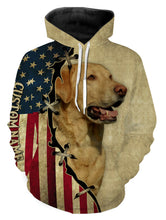 Load image into Gallery viewer, Labrador Retriever All Over Printed T-shirt Long Sleeve Hoodie| Custom American Flag Dog Lover Shirt| JTSD221