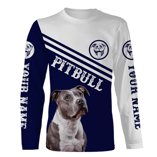 Pitbull Dog Lover Hoodie Long Sleeve| Custom Name Pitbull Shirt for Pitbull Lover Dog Dad Dog Mom| JTSD271