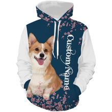 Load image into Gallery viewer, Cute Corgi Dog Floral All Over Print Shirt| Custom Cherry Blossom Corgi Shirt for Dog Mom Dog Dad| JTSD275