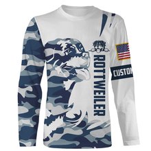 Load image into Gallery viewer, Rottweiler All Over Print Shirt| Custom Navy Camo Dog Shirt Rottweiler Lover Apparel Dog Lover Gift JTSD216