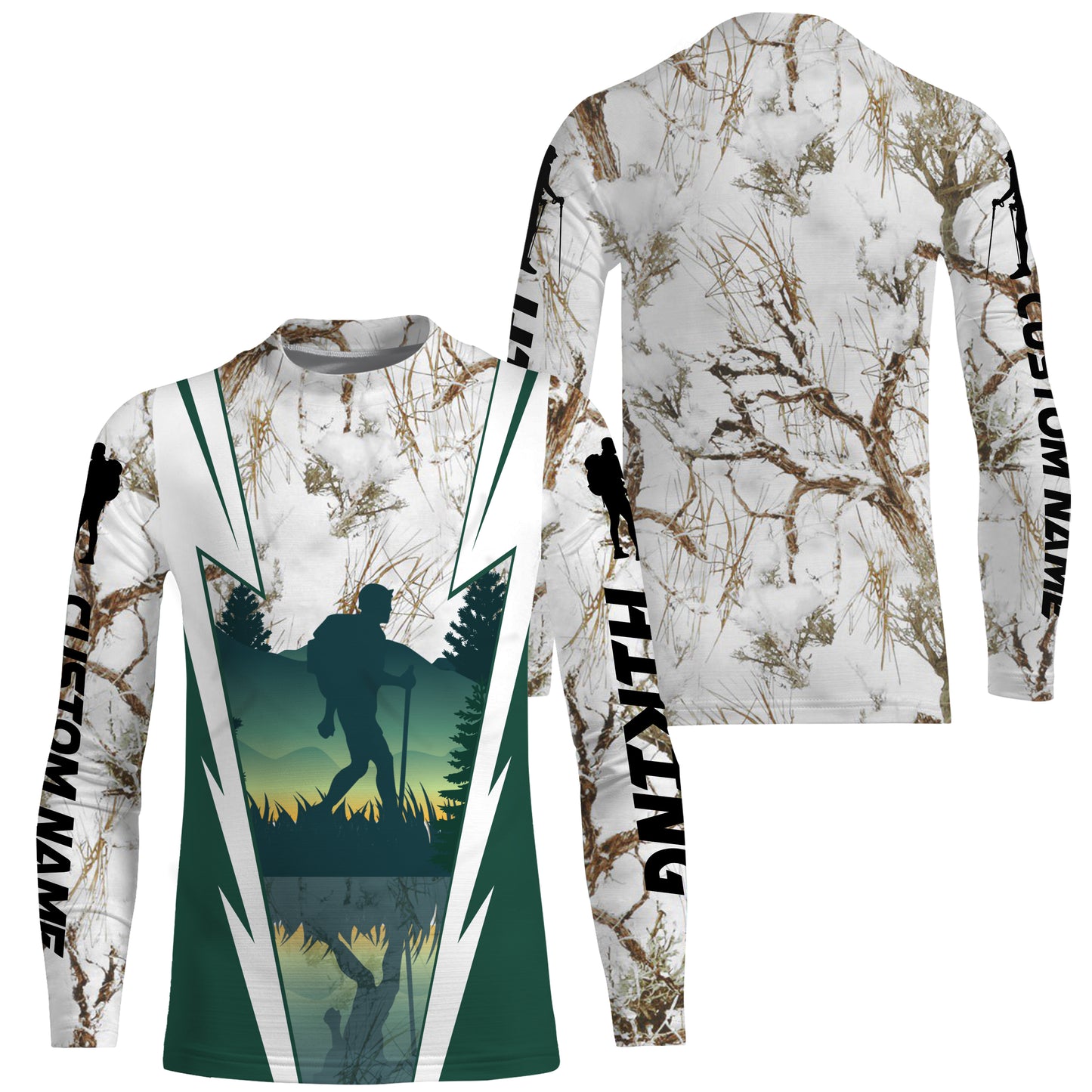 Custom Hiking Winter Camo Hiker Shirts for Men Hiking Long Sleeve UV Protection UPF 30+ Hiking Shirt| SP33