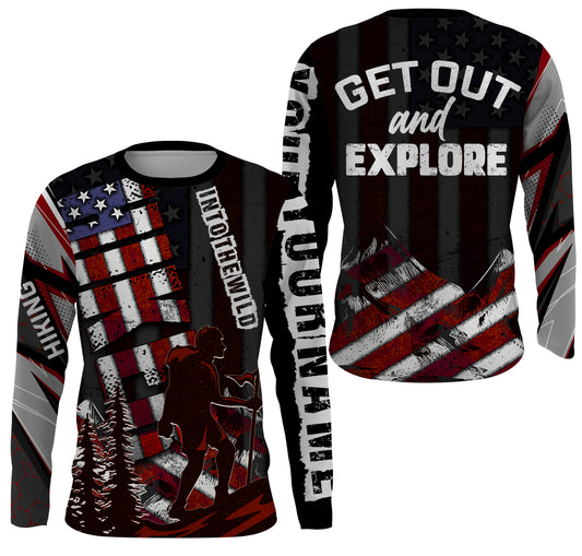 Personalized HikingJersey UPF30+, American Flag Shirt for Men Best Gift for Hikers Get Out and Explore| SP22