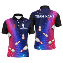 Load image into Gallery viewer, Navy Bowling Shirt For Men Custom Name Polo Bowling Jersey Men's 3D Bowling Team Shirt BDT45