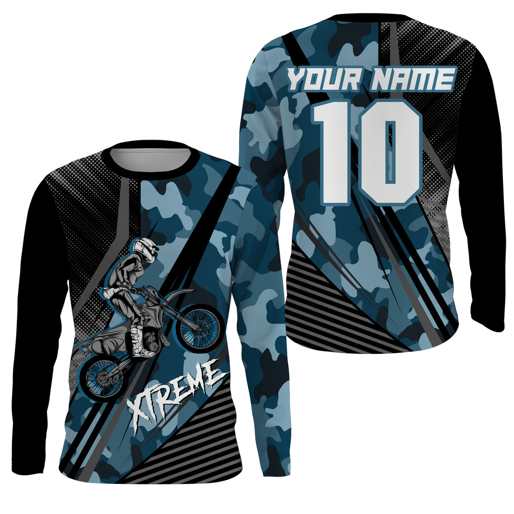 Kids men women custom name&number motorcycle jersey UPF30+ Motocross racing shirt camo dirt bike PDT132