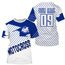 Load image into Gallery viewer, Blue and white MX riding jersey custom Motocross kid&amp;adult UPF30+ racing dirt bike off-road shirt PDT180