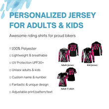 Load image into Gallery viewer, Extreme Motocross pink jersey UPF30+ youth adult custom dirt bike racing shirt motorcycle PDT340