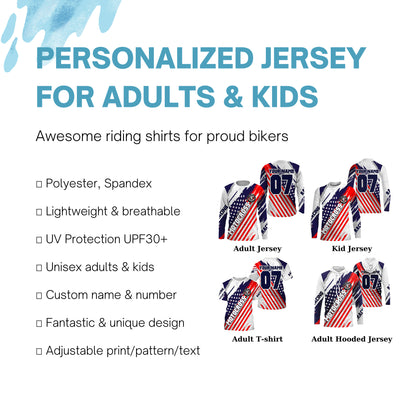 Patriotic Motocross jersey UPF30+ custom dirt bike racing shirt American flag offroad motorcycle NMS944