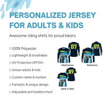 Load image into Gallery viewer, Kid adult youth Motocross jersey custom blue flag racing UPF30+ off-road biker riding motorcycle PDT117