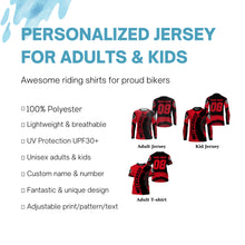Load image into Gallery viewer, Kid&amp;adult red motocross jersey custom youth Dirt Bike upf30+ off-road shirt biker motorcycle PDT419