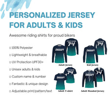 Load image into Gallery viewer, Custom motocross jersey blue Braaap UPF30+ kids men women dirt bike racing long sleeves motorcycle NMS1041