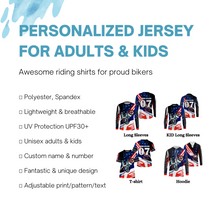 Load image into Gallery viewer, Patriotic Motocross Jersey Personalized UPF30+ MX Racing Shirt American Biker Motorcycle US Adult&amp;Kid| NMS716