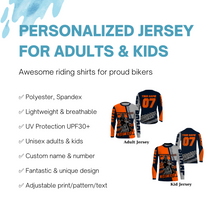 Load image into Gallery viewer, Custom orange motocross jersey UV protective kid&amp;adult dirt bike MX racing off-road long sleeve| NMS901
