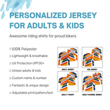 Load image into Gallery viewer, Custom name number motocross jersey UPF kids men women dirt bike motorcycle offroad racing shirt NMS1033