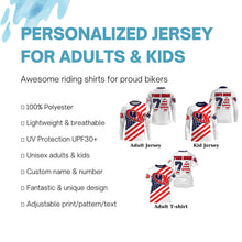 Load image into Gallery viewer, American flag custom number&amp;name MX jersey Motocross youth men UPF30+ offroad Patriotic biker shirt PDT169