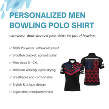 Load image into Gallery viewer, Patriotic Polo Bowling Shirt for Men Bowlers, Personalized American Flag Cool Bowling Jersey NBP32