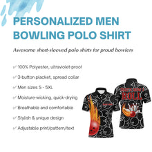 Load image into Gallery viewer, Flame Men Polo Bowling Shirt, That's How I Roll Personalized Bowlers Jersey NBP82