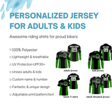 Load image into Gallery viewer, Green Motocross jersey custom kid men women UPF30+ dirt bike riding extreme MX shirt motorcycle PDT96