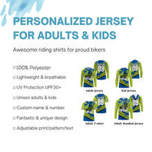 Load image into Gallery viewer, Motocross jersey personalized kid men women UV dirt bike youth green MX racing shirt motorcycle PDT110