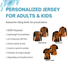 Load image into Gallery viewer, Kids Men custom orange dirt bike jersey Motocross MX racing UPF30+ motorcycle off-road shirt  PDT158