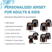 Load image into Gallery viewer, Personalized orange Motocross jersey men women kid racing UPF30+ biker off-road motorcycle shirt PDT303