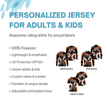 Load image into Gallery viewer, Adult&amp;kids custom name&amp;number orange MX racing jersey UPF30+ Motocross biker off-road shirt PDT205