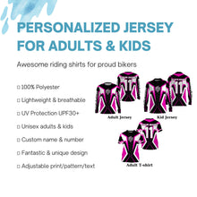 Load image into Gallery viewer, Adult&amp;kid custom Motocross jersey MX off-road UPF30+ racing pink dirt bike shirt motorcycle PDT328