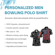 Load image into Gallery viewer, Custom American Flag Men Polo Bowling Shirt Black USA Bowling Short Sleeve Polo Men Bowlers NBP01