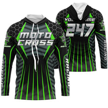 Load image into Gallery viewer, Personalized green Motocross jersey men women kid racing UPF30+ biker off-road motorcycle shirt PDT301