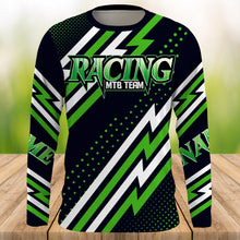 Load image into Gallery viewer, MTB Jersey, Custom Green Downhill Mountain Bike Racing Shirt, Cycling Shirt UV Protection UPF 30+| JTS495