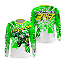 Load image into Gallery viewer, BRAP Personalized Motocross Jersey UPF30+ Kid Adult MX Racing Off-road Green Dirt Bike Shirt NMS1193
