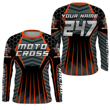 Load image into Gallery viewer, Personalized orange Motocross jersey men women kid racing UPF30+ biker off-road motorcycle shirt PDT303