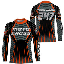 Load image into Gallery viewer, Personalized orange Motocross jersey men women kid racing UPF30+ biker off-road motorcycle shirt PDT303