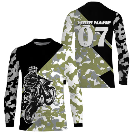Custom Dirt Bike Jersey UPF30+ UV Protect, Camo Motocross Off-Road Motorcycle Riders Racewear| NMS438